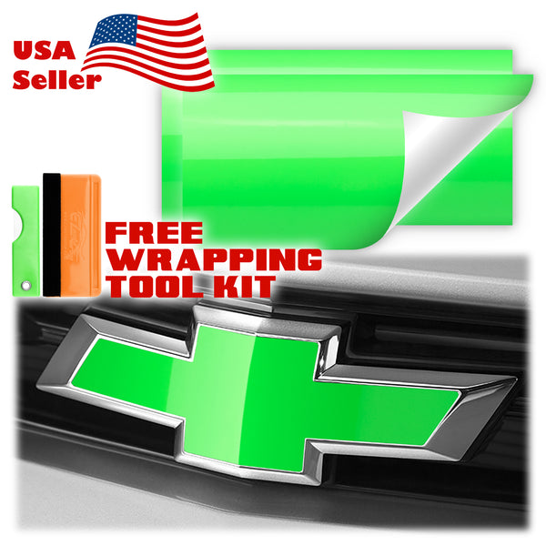 2pcs 5"x10" Gloss Chevy Emblem Bowtie Overlay Vinyl Wrap