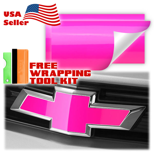 2pcs 5"x10" Gloss Chevy Emblem Bowtie Overlay Vinyl Wrap