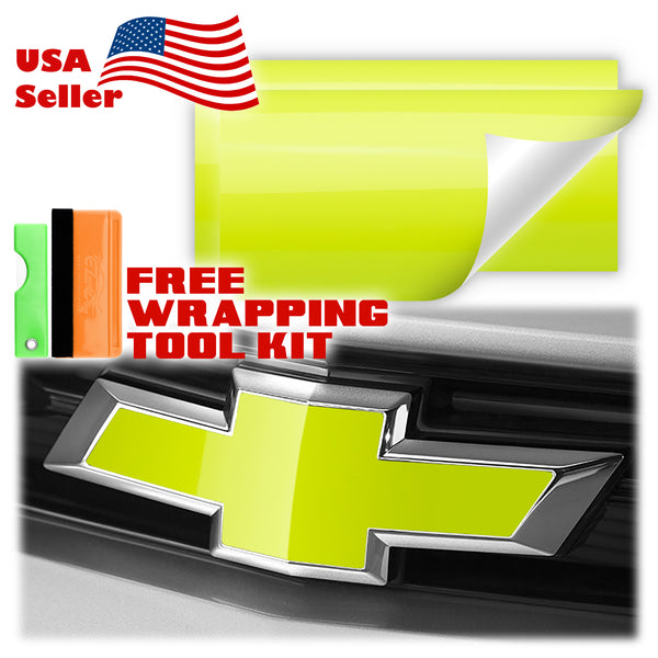 2pcs 5"x10" Gloss Chevy Emblem Bowtie Overlay Vinyl Wrap