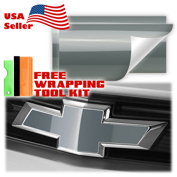2pcs 5"x10" Gloss Chevy Emblem Bowtie Overlay Vinyl Wrap