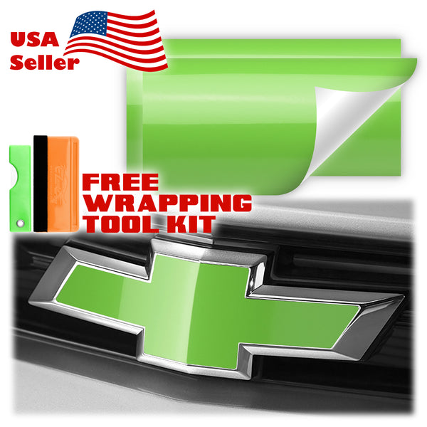 2pcs 5"x10" Gloss Chevy Emblem Bowtie Overlay Vinyl Wrap