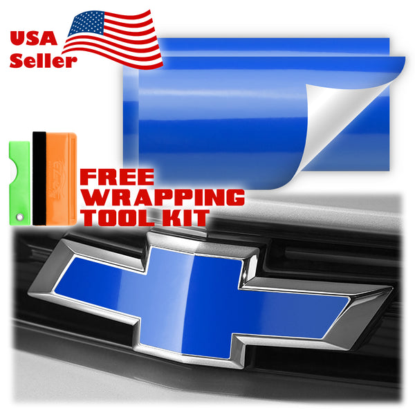 2pcs 5"x10" Gloss Chevy Emblem Bowtie Overlay Vinyl Wrap