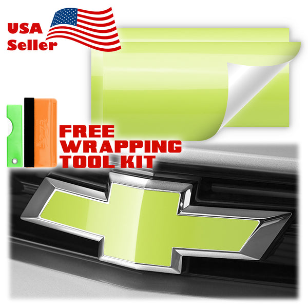 2pcs 5"x10" Gloss Chevy Emblem Bowtie Overlay Vinyl Wrap