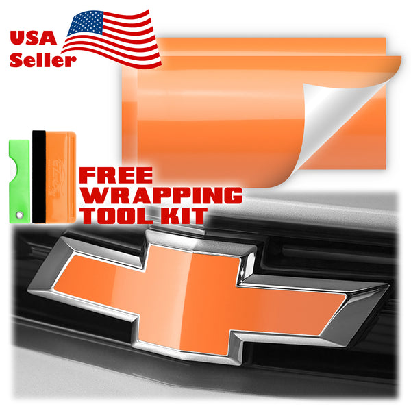 2pcs 5"x10" Gloss Chevy Emblem Bowtie Overlay Vinyl Wrap