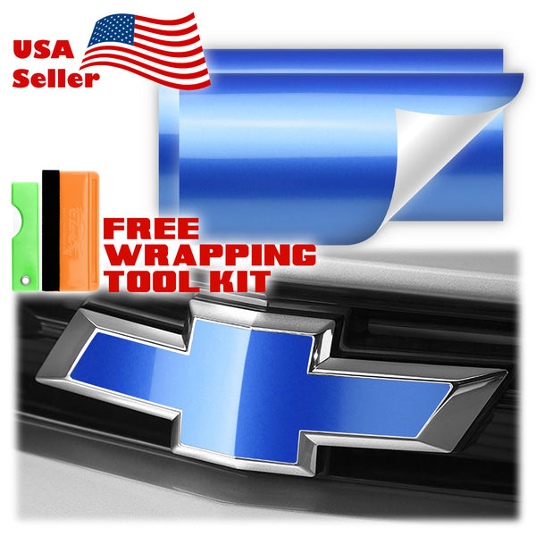 2pcs 5"x10" Gloss Chevy Emblem Bowtie Overlay Vinyl Wrap