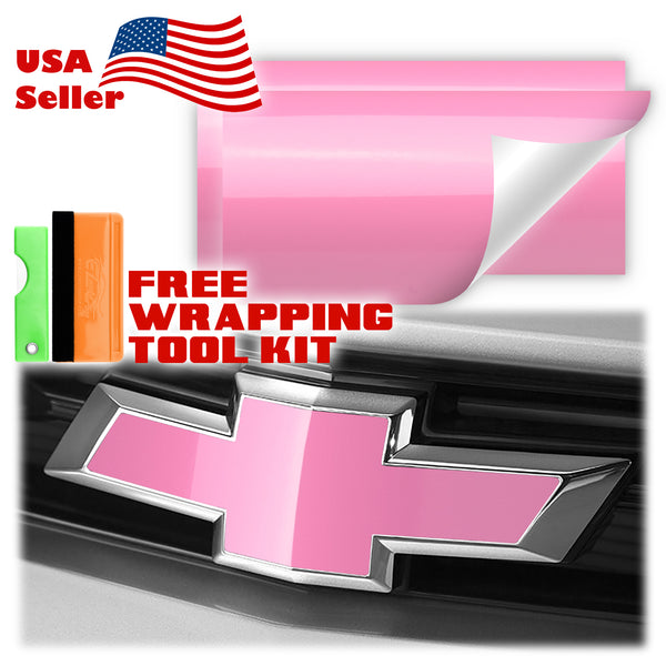 2pcs 5"x10" Gloss Chevy Emblem Bowtie Overlay Vinyl Wrap
