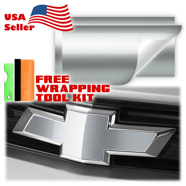 2pcs 5"x10" Gloss Chevy Emblem Bowtie Overlay Vinyl Wrap
