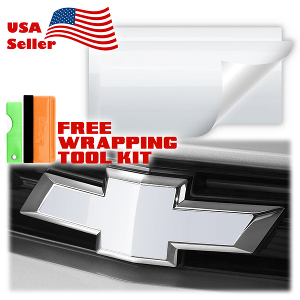 2pcs 5"x10" Gloss Chevy Emblem Bowtie Overlay Vinyl Wrap