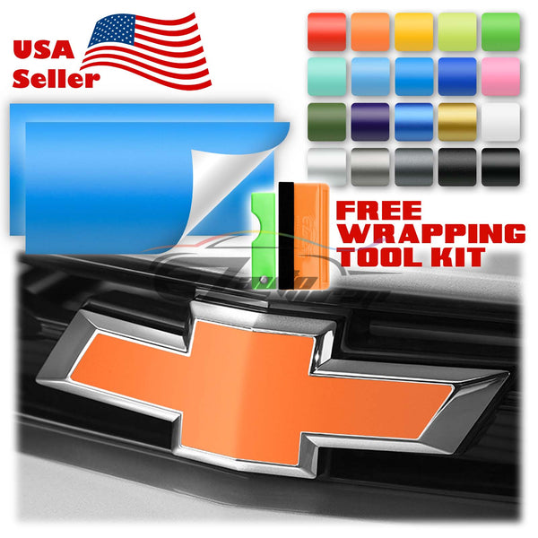 2pcs 5"x10" Matte Chevy Emblem Bowtie Overlay Vinyl Wrap