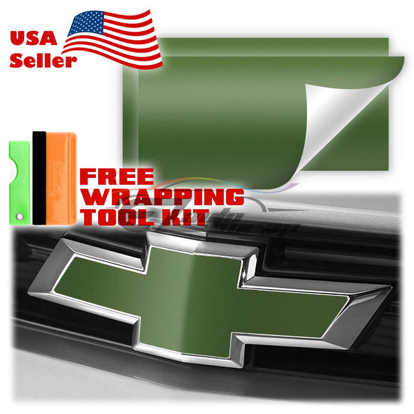 2pcs 5"x10" Matte Chevy Emblem Bowtie Overlay Vinyl Wrap