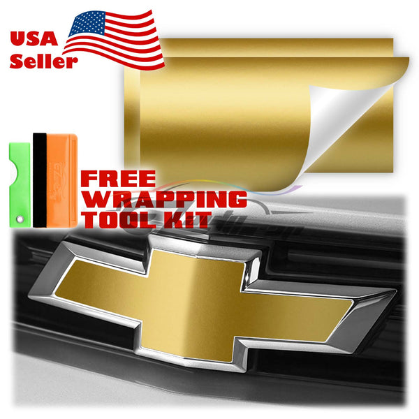 2pcs 5"x10" Matte Chevy Emblem Bowtie Overlay Vinyl Wrap