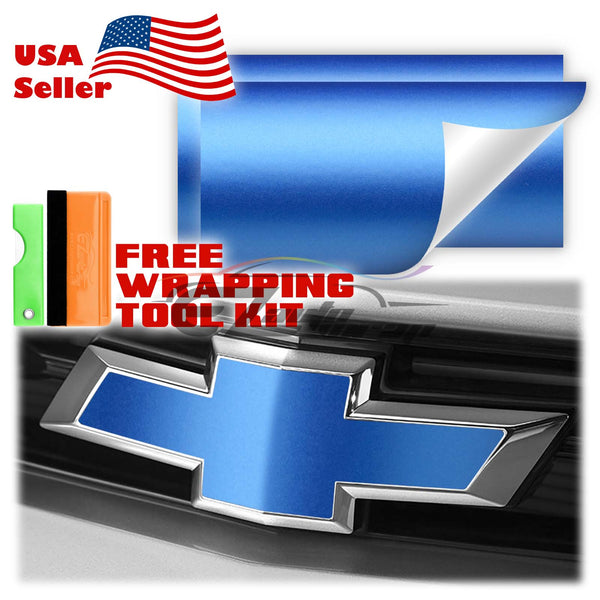 2pcs 5"x10" Matte Chevy Emblem Bowtie Overlay Vinyl Wrap
