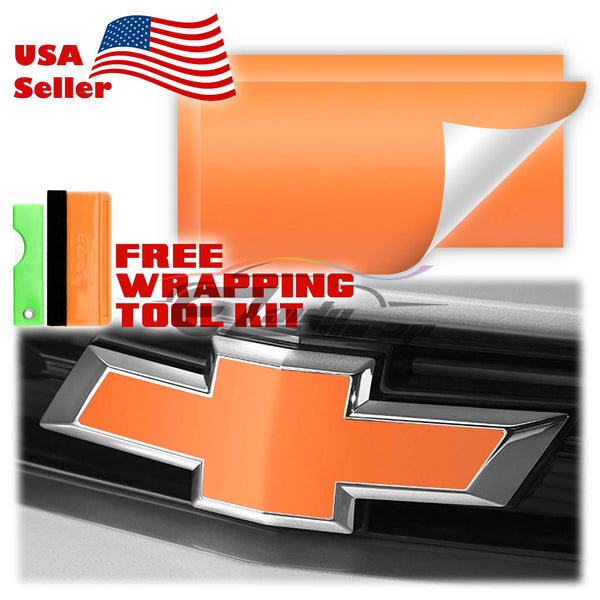 2pcs 5"x10" Matte Chevy Emblem Bowtie Overlay Vinyl Wrap