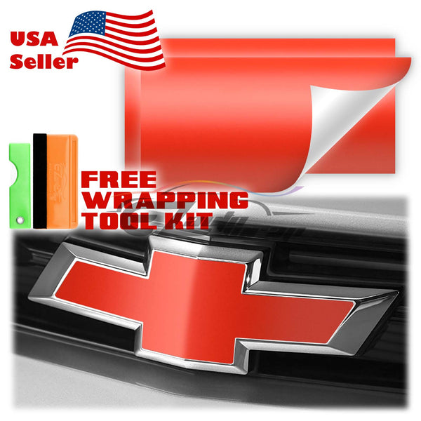 2pcs 5"x10" Matte Chevy Emblem Bowtie Overlay Vinyl Wrap