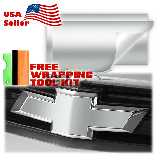 2pcs 5"x10" Matte Chevy Emblem Bowtie Overlay Vinyl Wrap