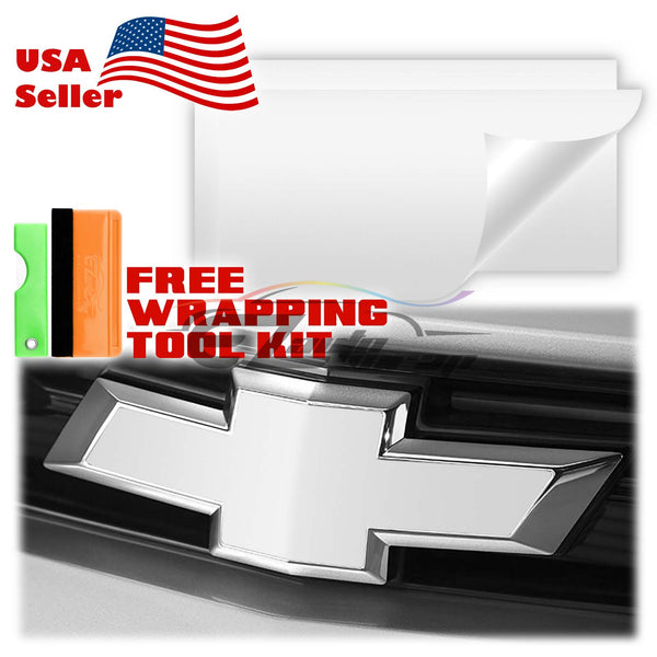 2pcs 5"x10" Matte Chevy Emblem Bowtie Overlay Vinyl Wrap