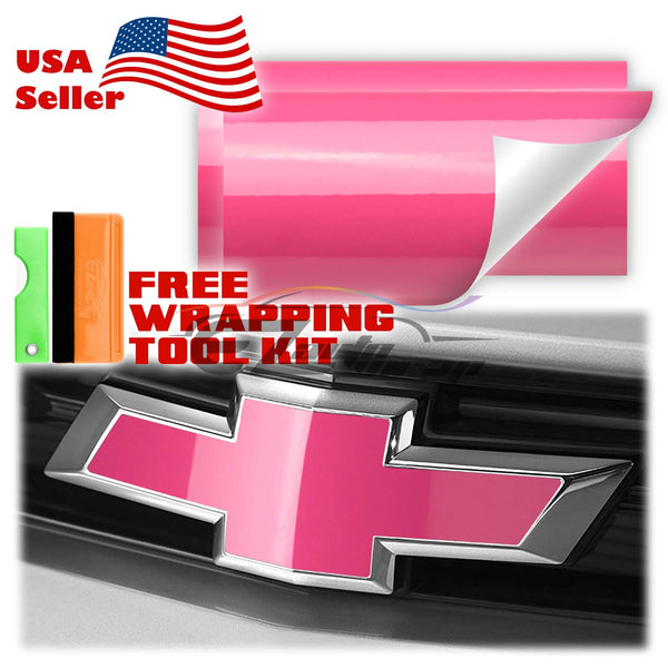 2pcs 5"x10" High Gloss Chevy Emblem Bowtie Overlay Vinyl Wrap