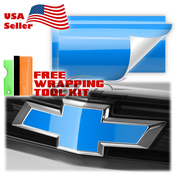 2pcs 5"x10" High Gloss Chevy Emblem Bowtie Overlay Vinyl Wrap