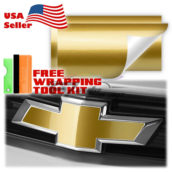 2pcs 5"x10" High Gloss Chevy Emblem Bowtie Overlay Vinyl Wrap