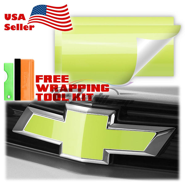 2pcs 5"x10" High Gloss Chevy Emblem Bowtie Overlay Vinyl Wrap