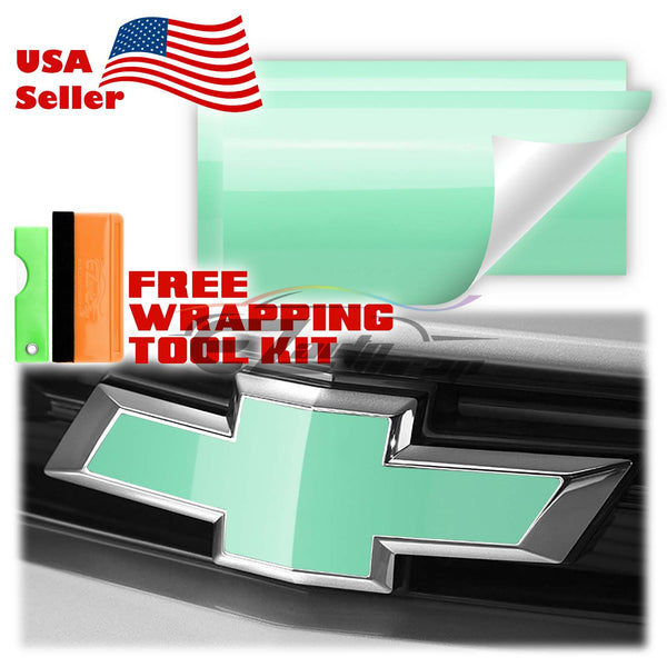 2pcs 5"x10" High Gloss Chevy Emblem Bowtie Overlay Vinyl Wrap