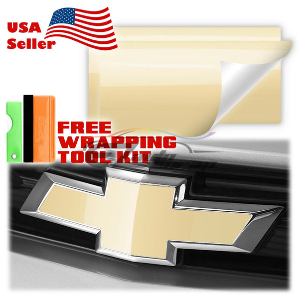 2pcs 5"x10" High Gloss Chevy Emblem Bowtie Overlay Vinyl Wrap