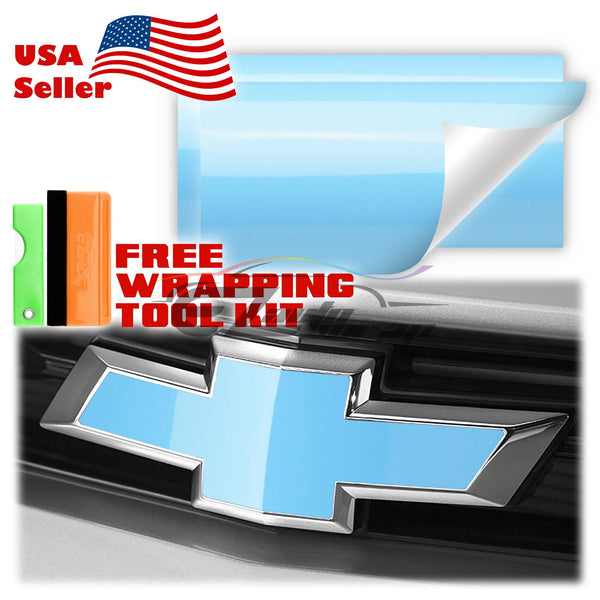 2pcs 5"x10" High Gloss Chevy Emblem Bowtie Overlay Vinyl Wrap