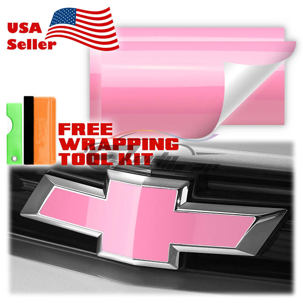 2pcs 5"x10" High Gloss Chevy Emblem Bowtie Overlay Vinyl Wrap