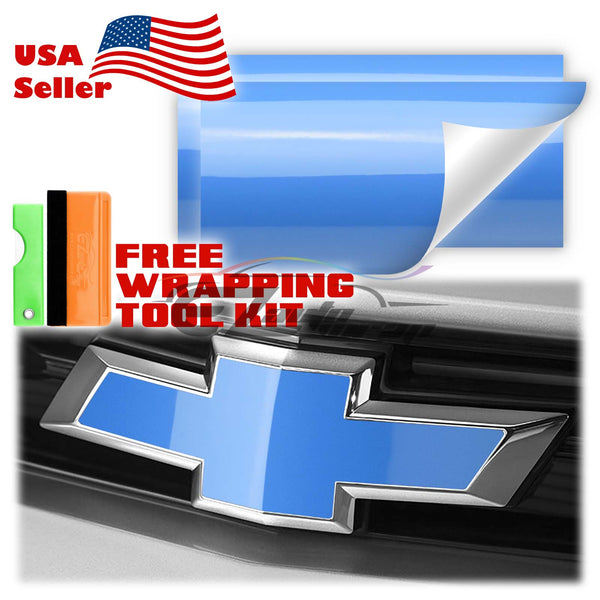 2pcs 5"x10" High Gloss Chevy Emblem Bowtie Overlay Vinyl Wrap