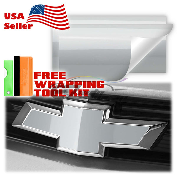2pcs 5"x10" High Gloss Chevy Emblem Bowtie Overlay Vinyl Wrap