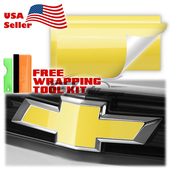 2pcs 5"x10" High Gloss Chevy Emblem Bowtie Overlay Vinyl Wrap