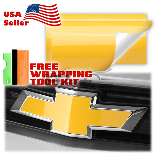 2pcs 5"x10" High Gloss Chevy Emblem Bowtie Overlay Vinyl Wrap