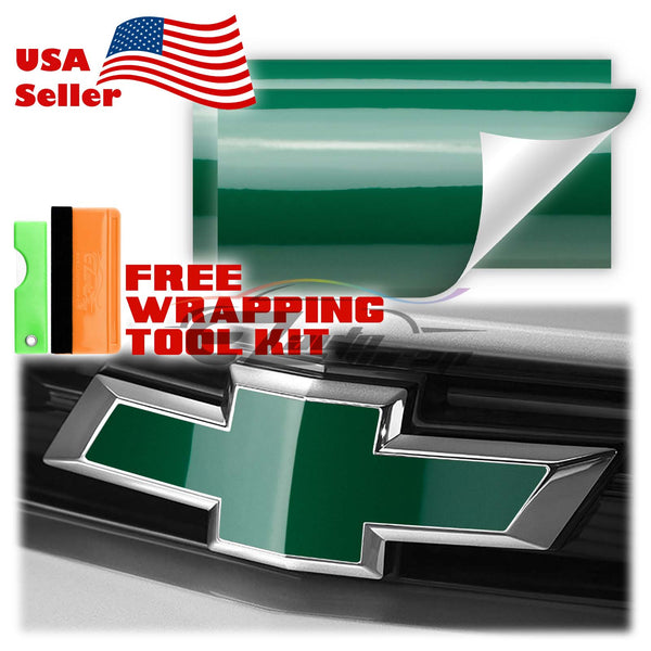 2pcs 5"x10" High Gloss Chevy Emblem Bowtie Overlay Vinyl Wrap