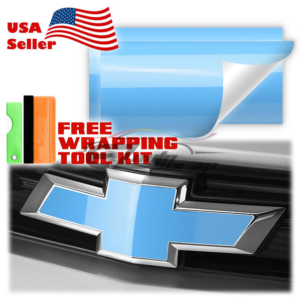 2pcs 5"x10" High Gloss Chevy Emblem Bowtie Overlay Vinyl Wrap