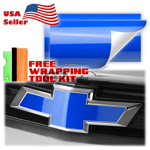 2pcs 5"x10" High Gloss Chevy Emblem Bowtie Overlay Vinyl Wrap