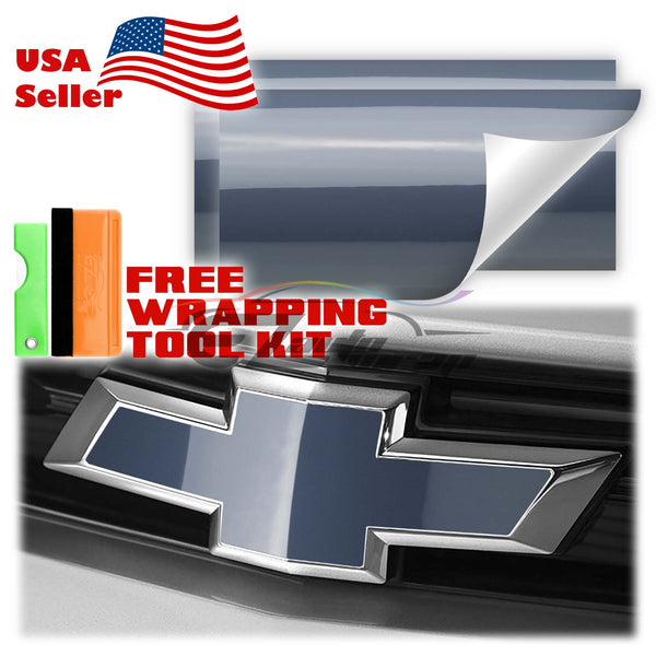 2pcs 5"x10" High Gloss Chevy Emblem Bowtie Overlay Vinyl Wrap