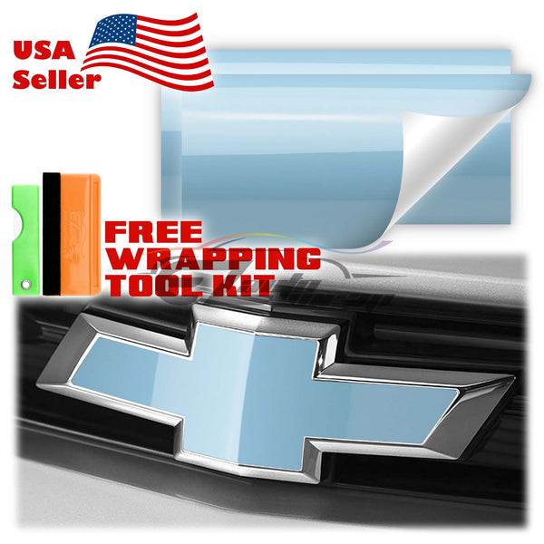 2pcs 5"x10" High Gloss Chevy Emblem Bowtie Overlay Vinyl Wrap