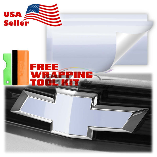2pcs 5"x10" High Gloss Chevy Emblem Bowtie Overlay Vinyl Wrap