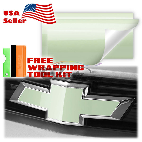 2pcs 5"x10" High Gloss Chevy Emblem Bowtie Overlay Vinyl Wrap