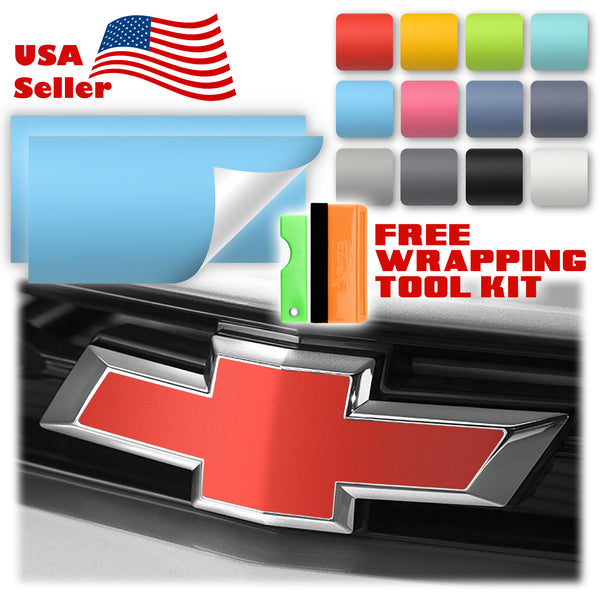 2pcs 5"x10" Ultra Matte Chevy Emblem Bowtie Overlay Vinyl Wrap
