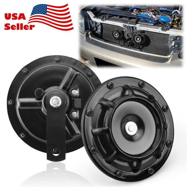 Electric Compact Car Horn Super Loud Blast Tone Grill Mount 12V 335-435HZ (Black / Blue / Neo Chrome / Red / Silver / White)