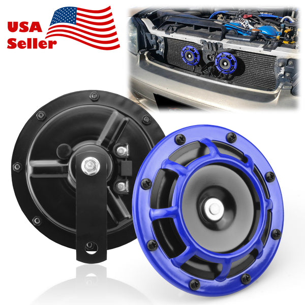 Electric Compact Car Horn Super Loud Blast Tone Grill Mount 12V 335-435HZ (Black / Blue / Neo Chrome / Red / Silver / White)