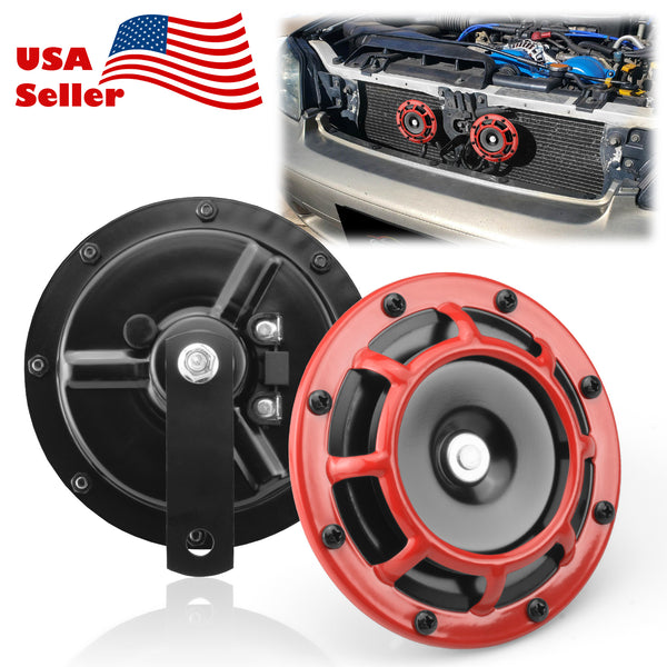 Electric Compact Car Horn Super Loud Blast Tone Grill Mount 12V 335-435HZ (Black / Blue / Neo Chrome / Red / Silver / White)