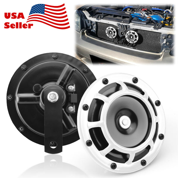 Electric Compact Car Horn Super Loud Blast Tone Grill Mount 12V 335-435HZ (Black / Blue / Neo Chrome / Red / Silver / White)