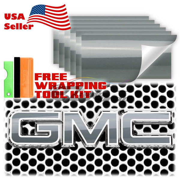 6pcs 4"x6" Gloss GMC Emblem Overlay Vinyl Wrap