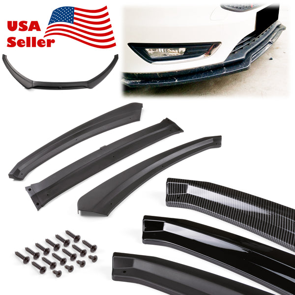3pcs Front Bumper Lip for Ford Focus 2015-2018 PC-89662 (Carbon Fiber Textured Black / Gloss Black / Matte Black)