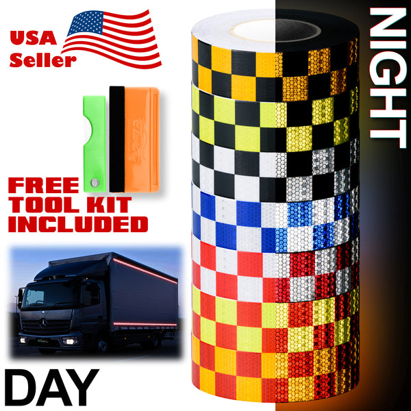 Reflective Safety Checker Tape 2 Inches x 120 Feet