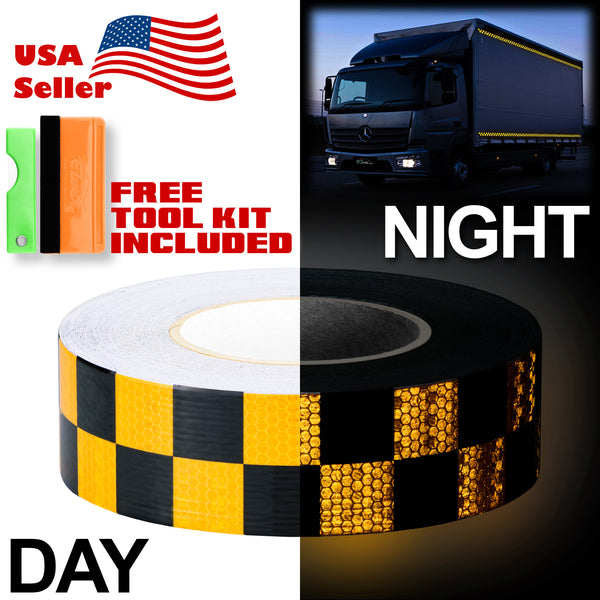 Reflective Safety Checker Tape 2 Inches x 120 Feet
