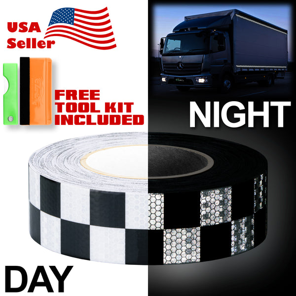 Reflective Safety Checker Tape 2 Inches x 120 Feet