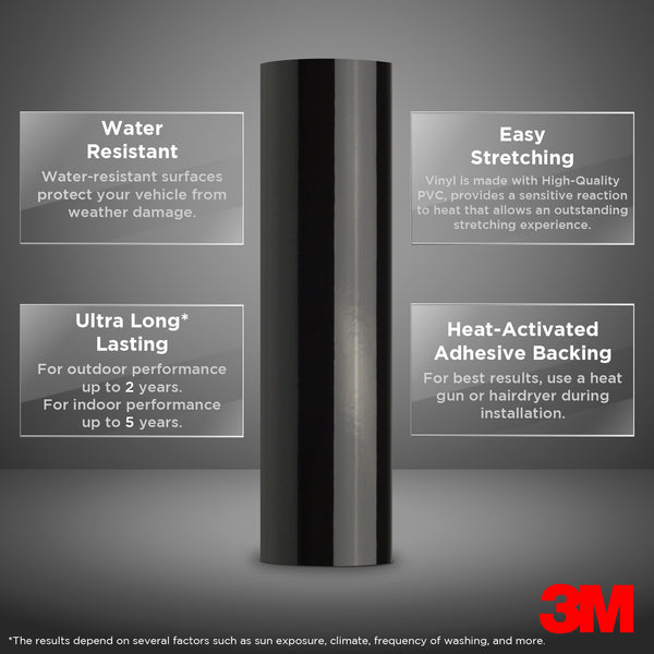 Genuine 3M 2080 Series G12 Gloss Black Vinyl Wrap